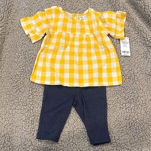 Carters 18m Yellow Gingham Top with Navy Leggings